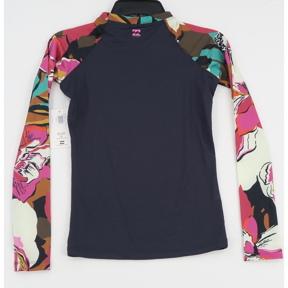 Billabong Day Drift Long Sleeve Rashguard Navy Floral UPF 50 Small - Picture 2 of 9